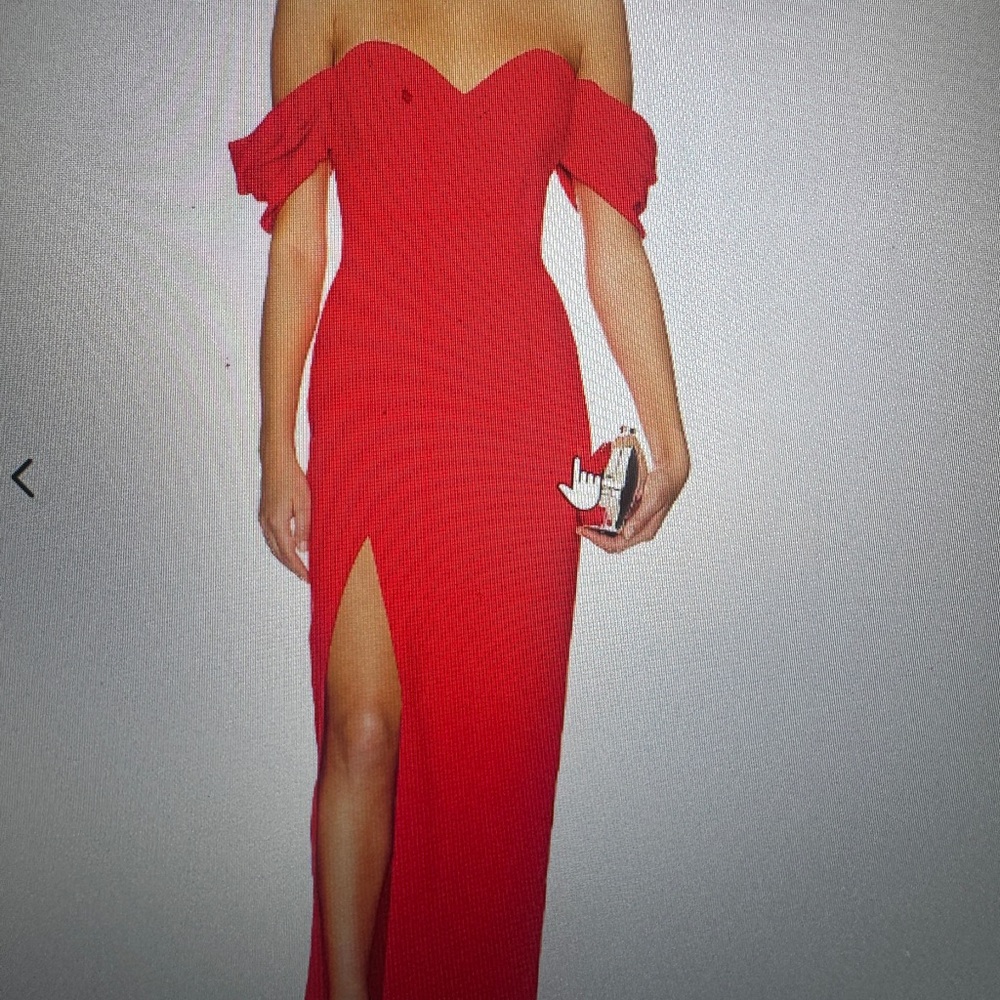 Amanda uprichard revolve Shoulder Red Evening Gown with Front Slit